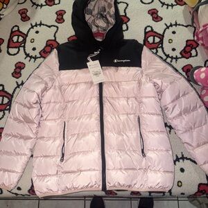 Champion Light Pink and Black Hooded Jacket